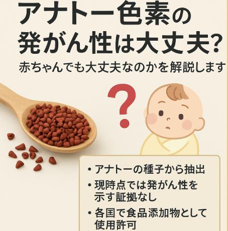 アナトー色素の発がん性は大丈夫？赤ちゃんでも大丈夫なのかを解説します