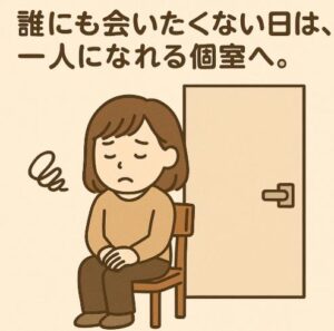 誰にも会いたくない日は、一人になれる個室へ。静かに過ごせる場所と考え方